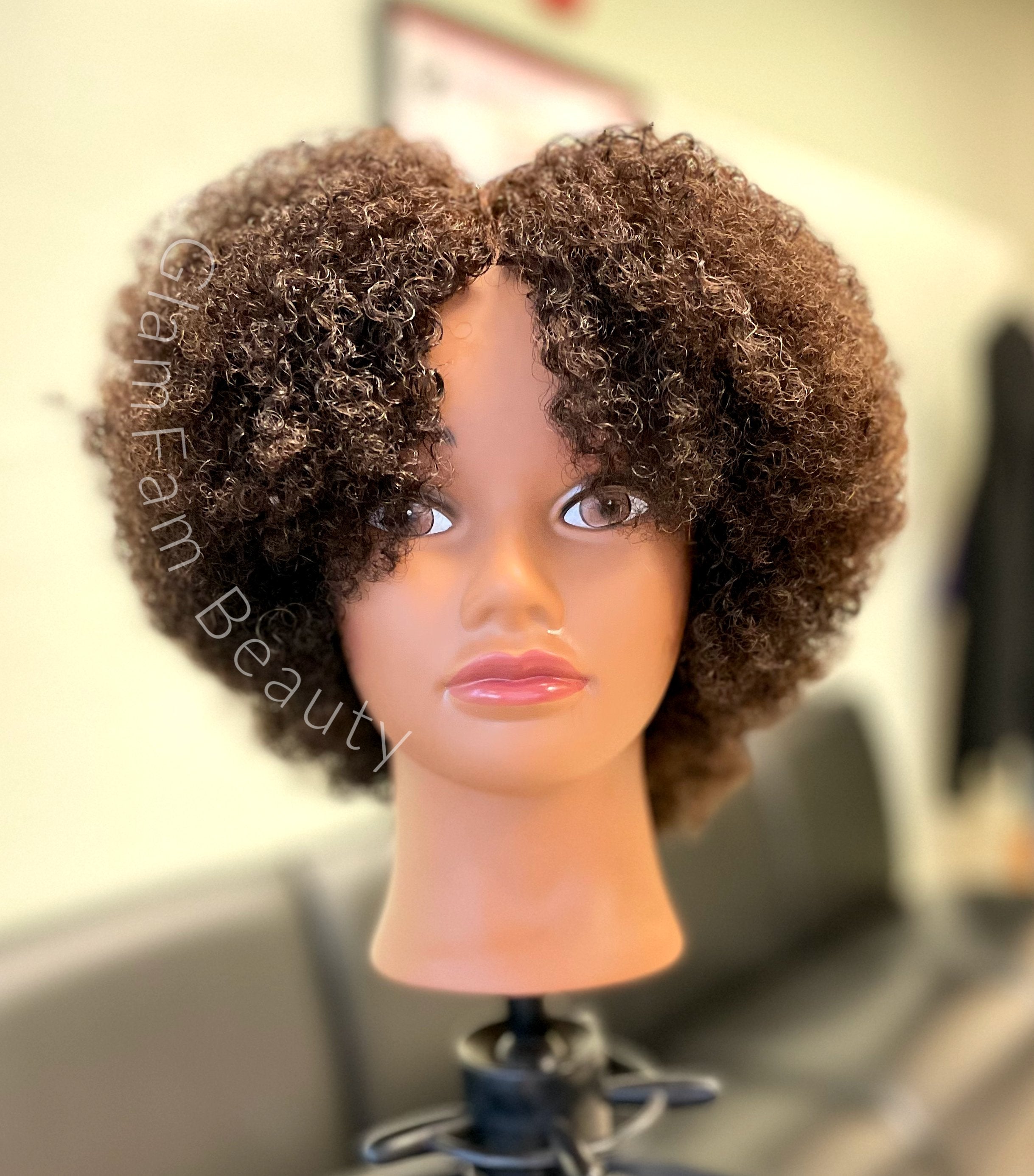 HAIREALM Afro Mannequin Head Curly hair, 100% African American